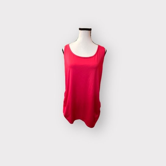 Women’s Torrid Hot Pink Performance Cotton Ruched Scoop Neck Active Tank 1 1X - Picture 3 of 12